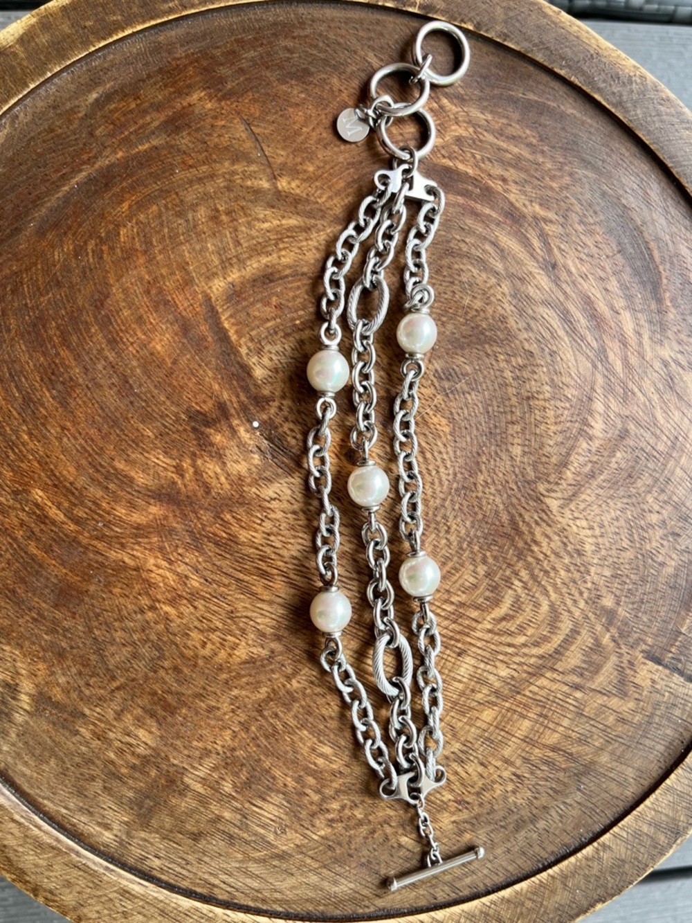 Majorica 3 Strand Pearl Multi-Chain Bracelet - Picture 4 of 4